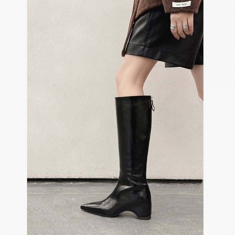 Karin Luna Elegant Style Pointed Toe Internal Height Increase Long Boots