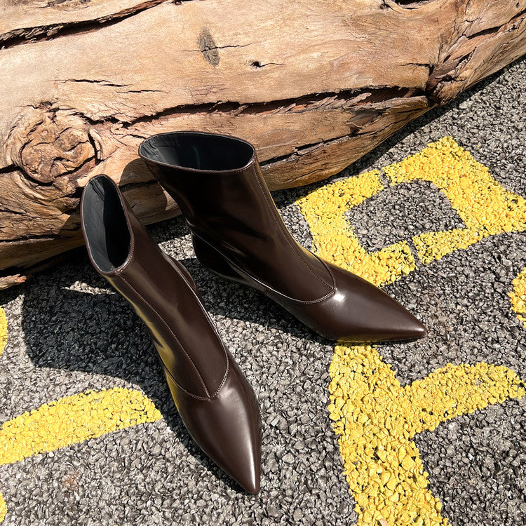 Karin Luna In Stock  Spot Goods Elegant kitten heel pointed toe trendy ankle boots