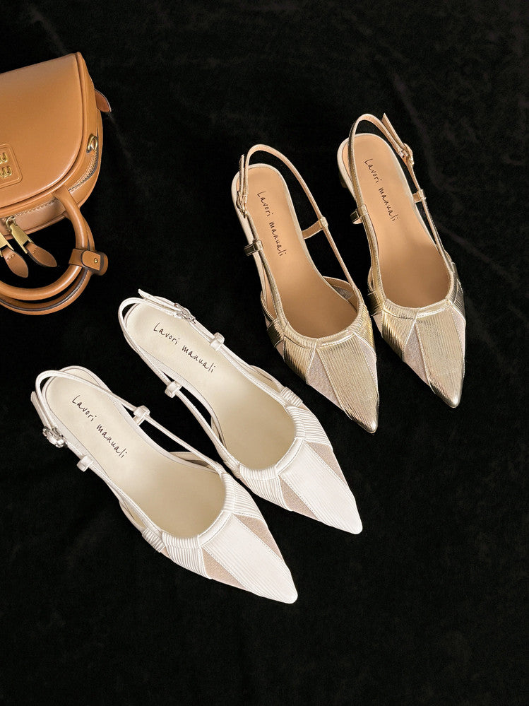 Karin Luna In Stock Spot Goods  Mesh Patchwork Pointed Toe Elegant Closed-Toe Sandals