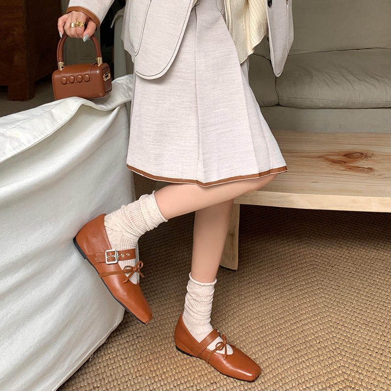 Karin Luna In Stock Spot Goods  Square Toe Internal Height Increase Detachable Bowknot