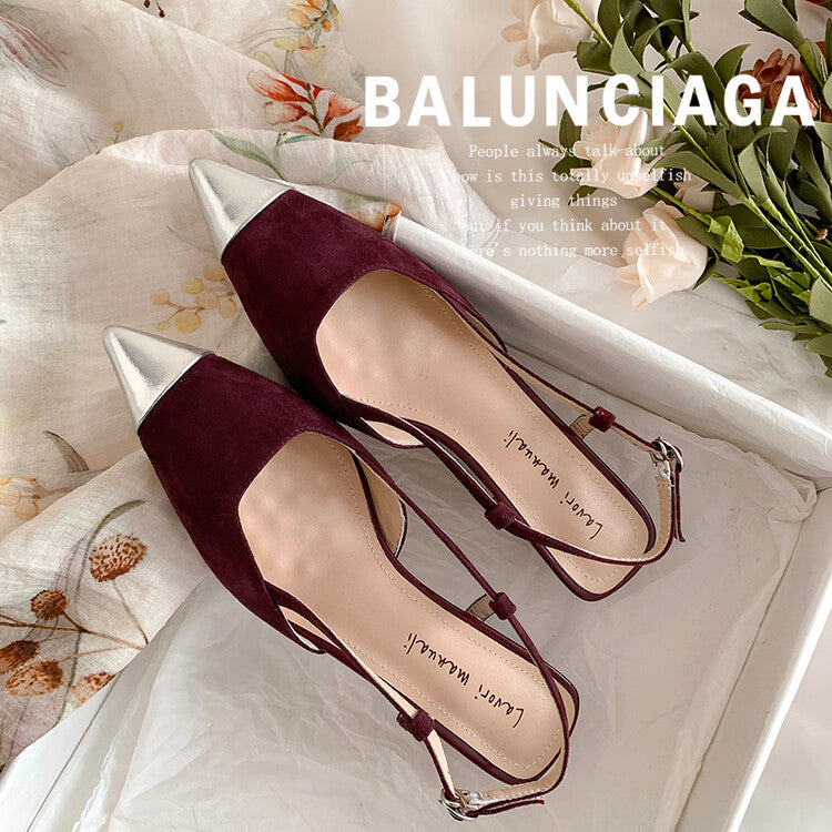 Karin Luna In Stock 24New Year's stock is now available Color Block Pointed Toe Full Leather Sandals