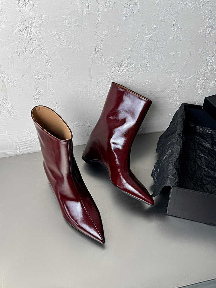 Karin Luna Elegant Pointed Toe Hidden Wedge Short Boots