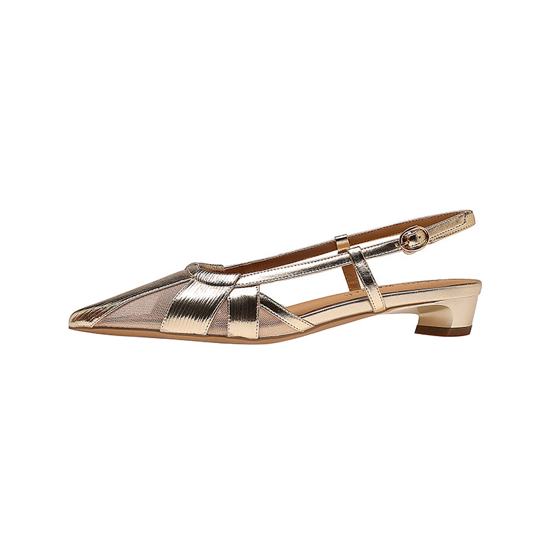 Karin Luna In Stock Spot Goods  Mesh Patchwork Pointed Toe Elegant Closed-Toe Sandals