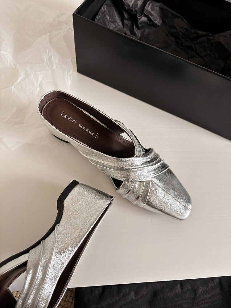 Karin Luna In Stock In Stock Basic Elegant Fairy Style Small Square Toe Sheepskin Slippers