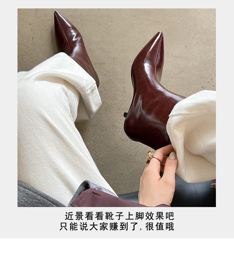 Karin Luna In Stock Spot Goods Minimalist Tube Kitten Heel Short Boots