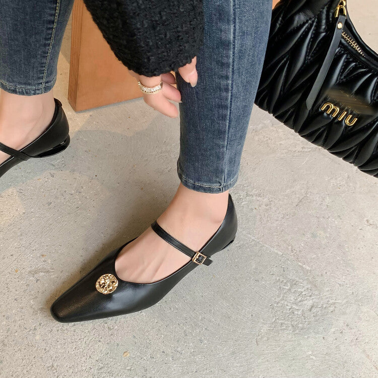 Karin Luna Camellia Story~In stock  Full Leather Shallow Mouth Single Shoes