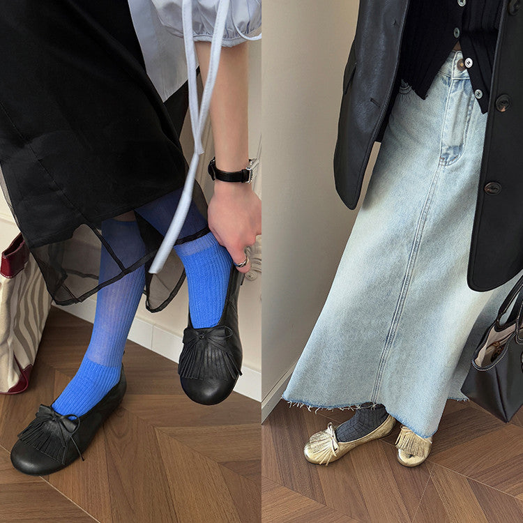 Karin Luna In Stock Spot Goods   Tassel Round Toe Hidden Wedge Mary Jane Shoes