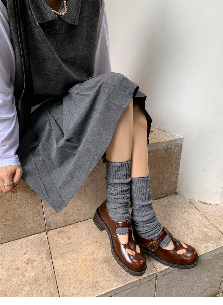 Karin Luna In Stock Spot Goods Minimalist Retro British Style Irregular Hollow Single Shoes