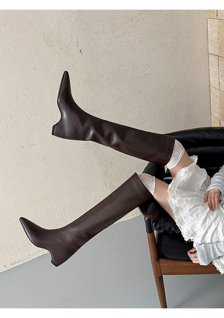 Karin Luna Hot-Selling Internal Height Increase Pointed Toe Straight-Leg Hot-Selling Long Boots
