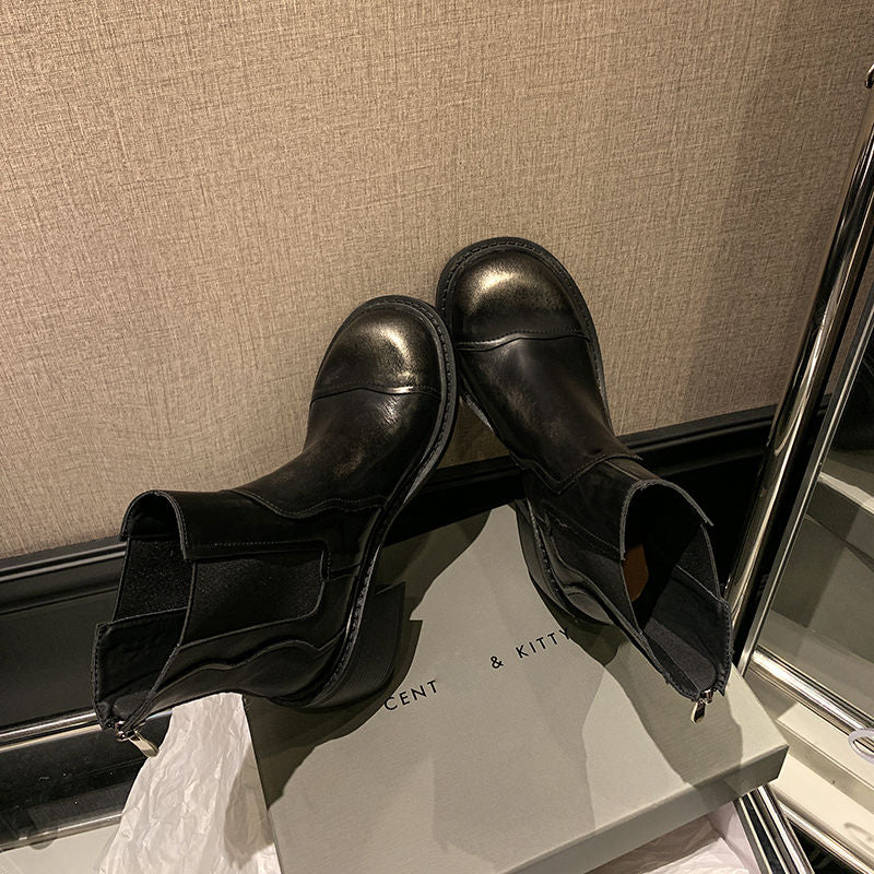 Karin Luna In Stock Spot Goods  Round Toe Stretch Round Toe Chelsea Short Boots
