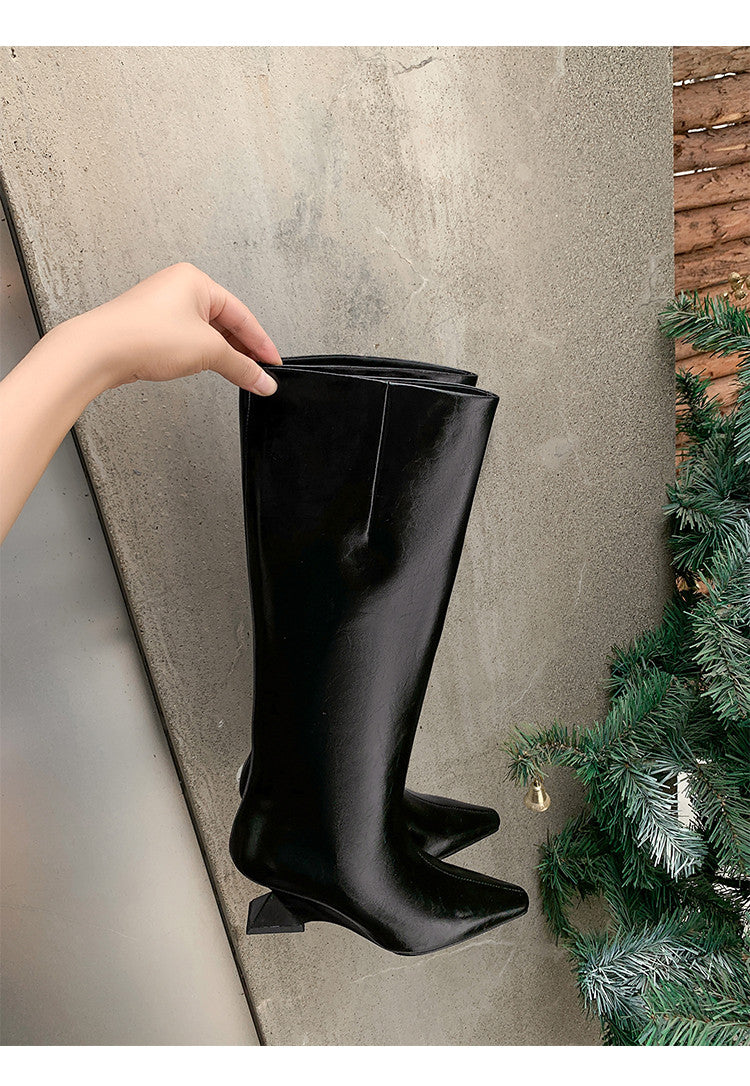 Karin Luna European and American Style Unisex Square-Toed Long Boots