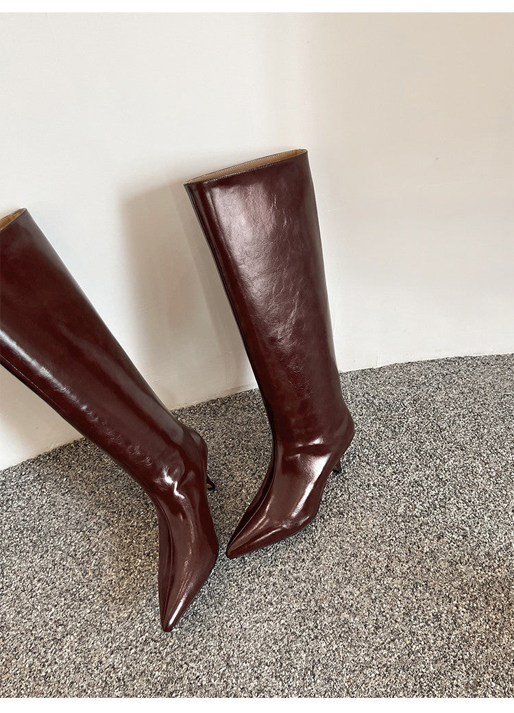 Karin Luna In Stock In Stock    Stunning Elegant Style Kitten Heel Straight Long Boots