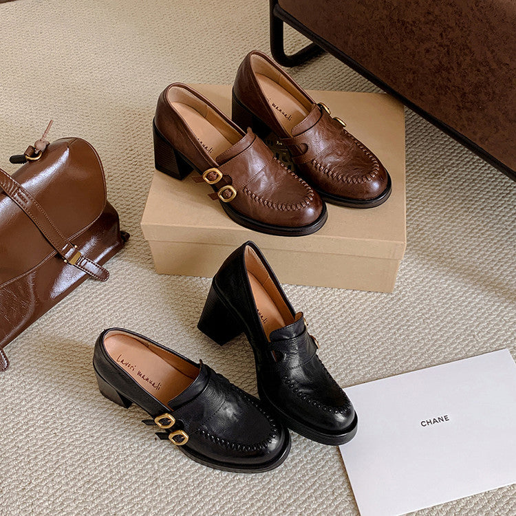 Karin Luna Bestseller Hot-Selling Derivative Edition Self-contained Strap Buckle Casual Loafers