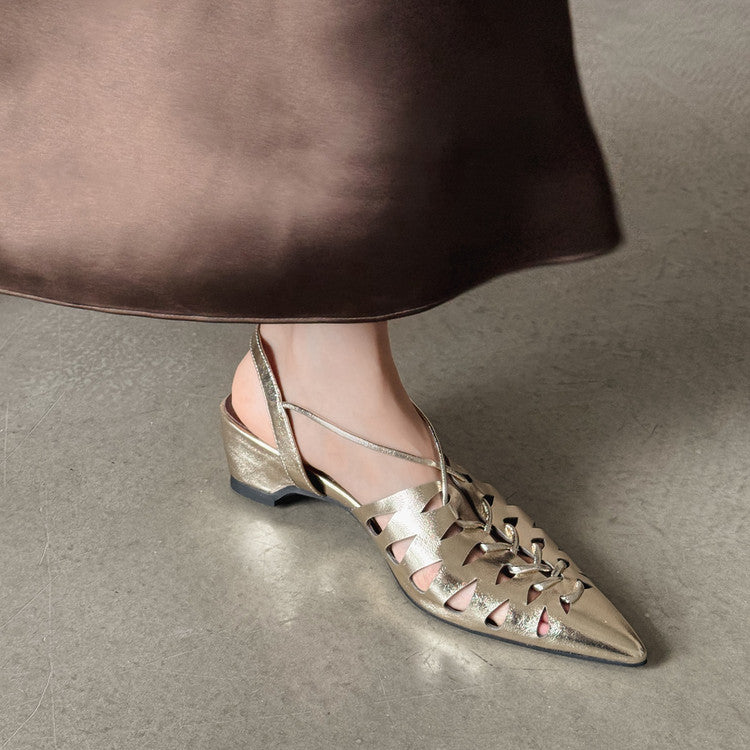 Karin Luna Braided Style ~Cross-woven Pointed Toe Closed-toe Sandals
