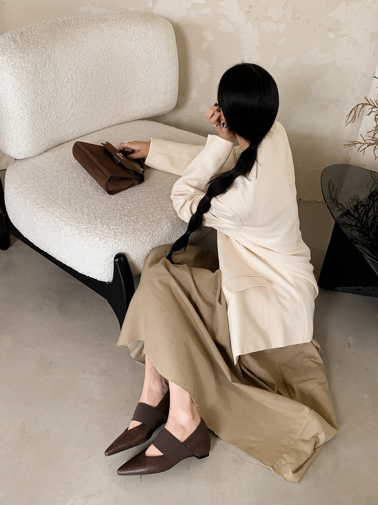 Karin Luna  Popular Pointed Toe Hidden Heel Strap Single Shoes