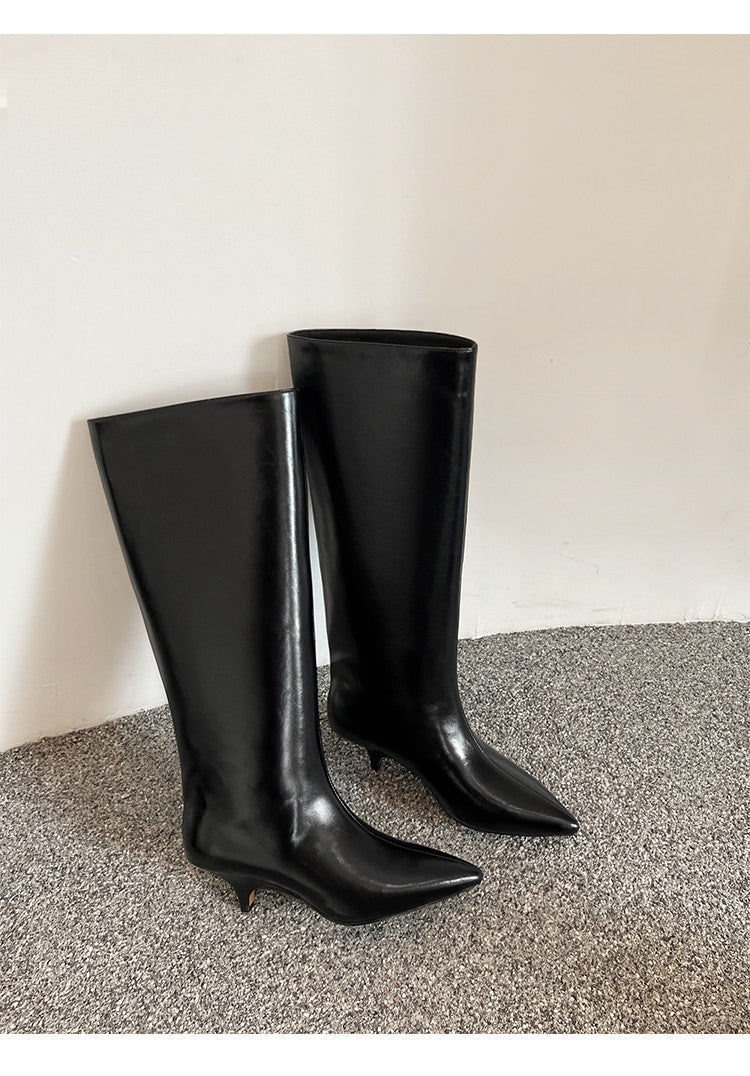 Karin Luna In Stock In Stock    Stunning Elegant Style Kitten Heel Straight Long Boots