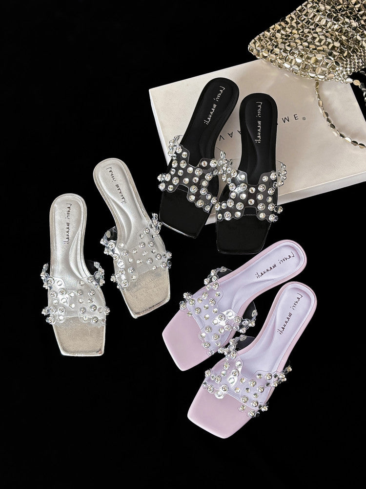 Karin Luna In Stock Spot Goods Classic versatile transparent sequin slippers