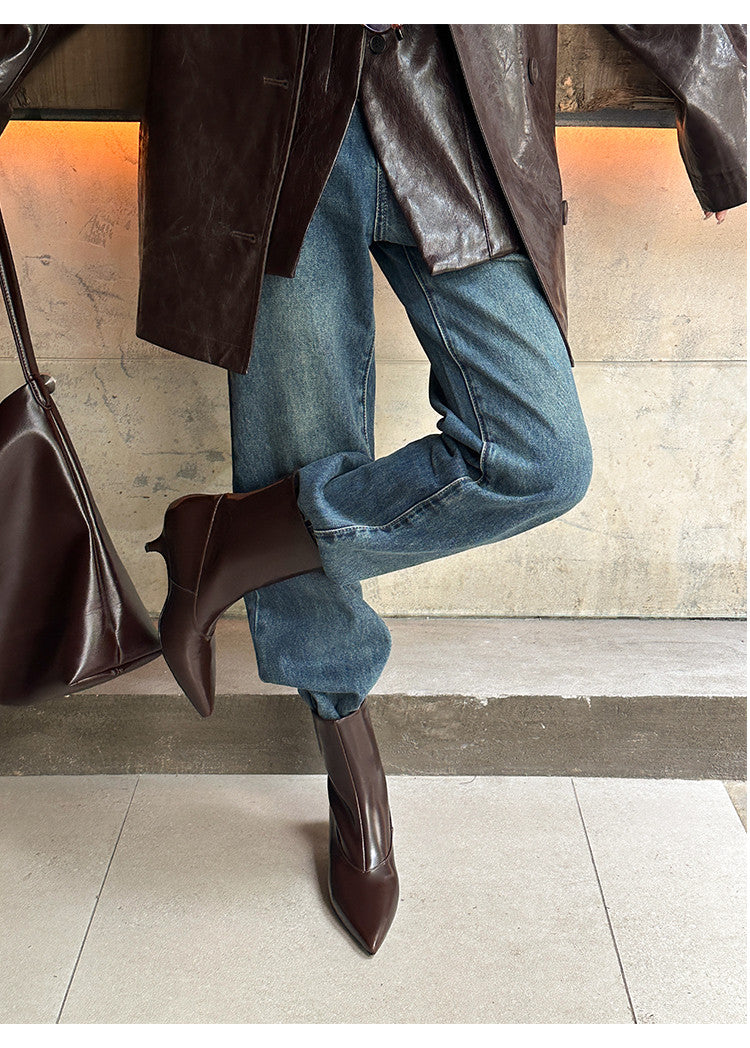 Karin Luna In Stock  Spot Goods Elegant kitten heel pointed toe trendy ankle boots