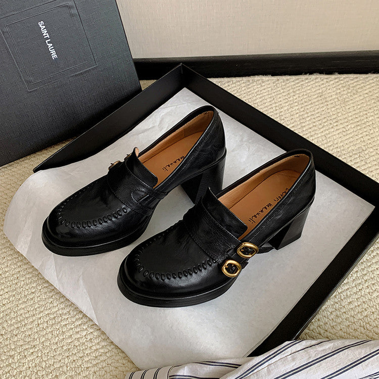 Karin Luna Bestseller Hot-Selling Derivative Edition Self-contained Strap Buckle Casual Loafers