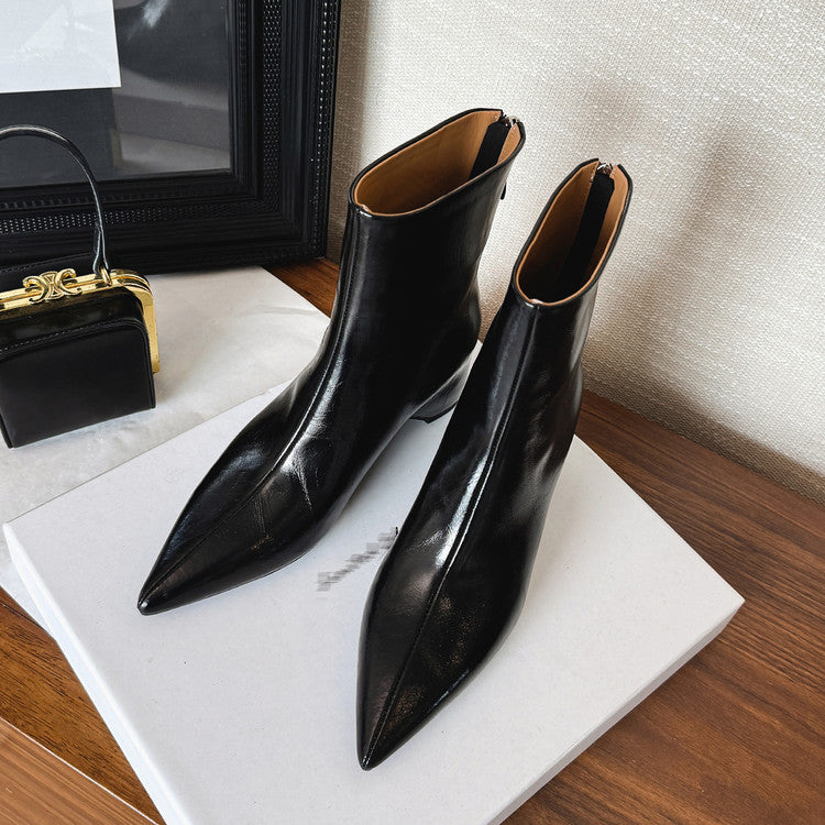 Karin Luna Versatile Elegant Style Pointed Toe Hidden Wedge Short Boots