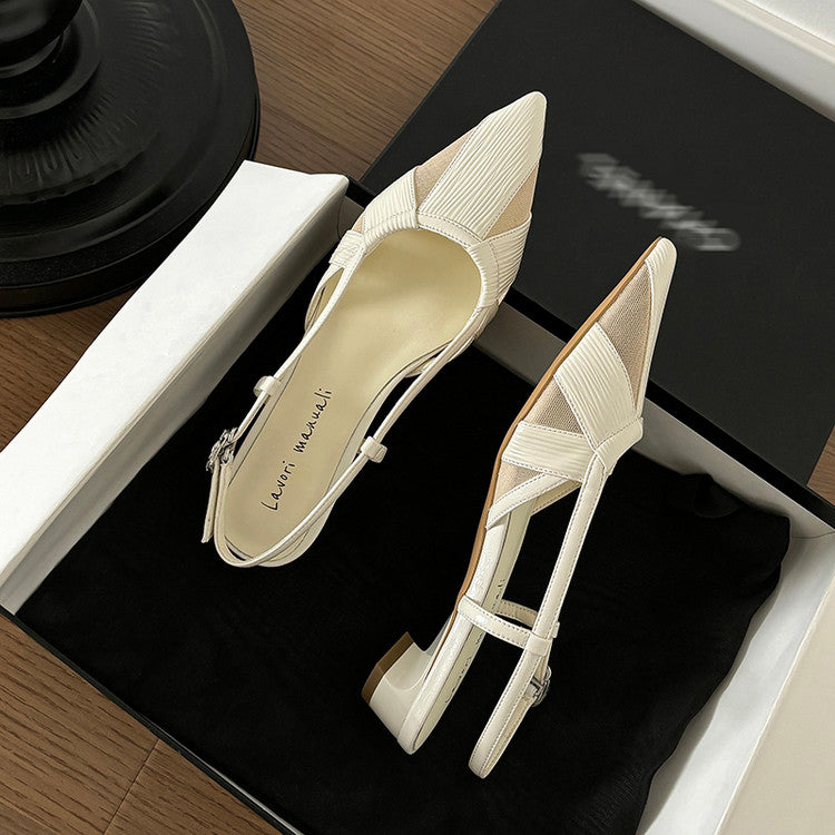 Karin Luna In Stock Spot Goods  Mesh Patchwork Pointed Toe Elegant Closed-Toe Sandals