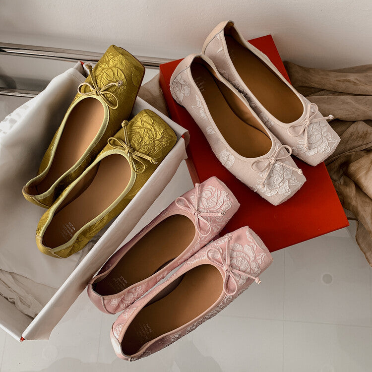 Karin Luna In Stock  In stock  Vintage Chinese Style Embroidered Rose~ Butterfly Knot Granny Shoes