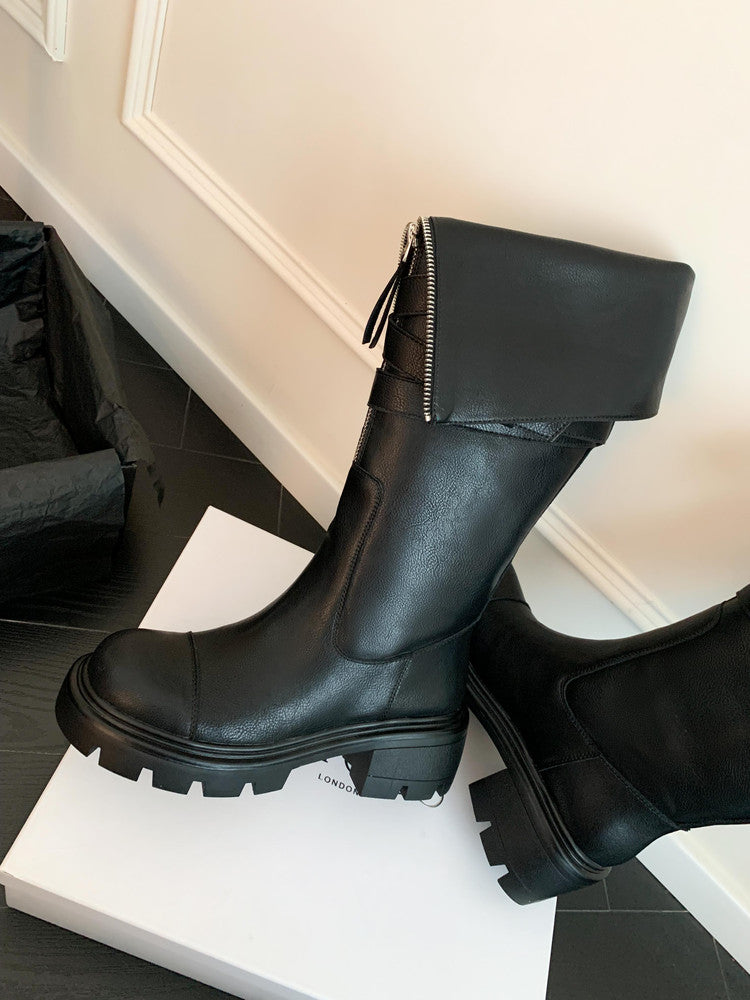 Karin Luna In Stock In-stock Foldable Niche Thick-soled Knight Boots