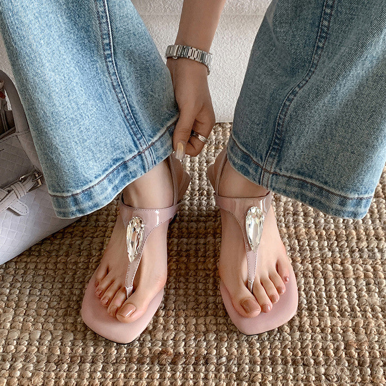 Karin Luna Bestseller Element Square Toe Irregular Heel Super Stable Toe Clip Sandals