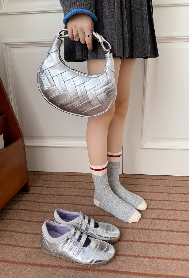 Karin Luna Casual Shoes Series~  In Stock In Stock Magic Tape Round Toe Internal Height Increase Single Strap Flats