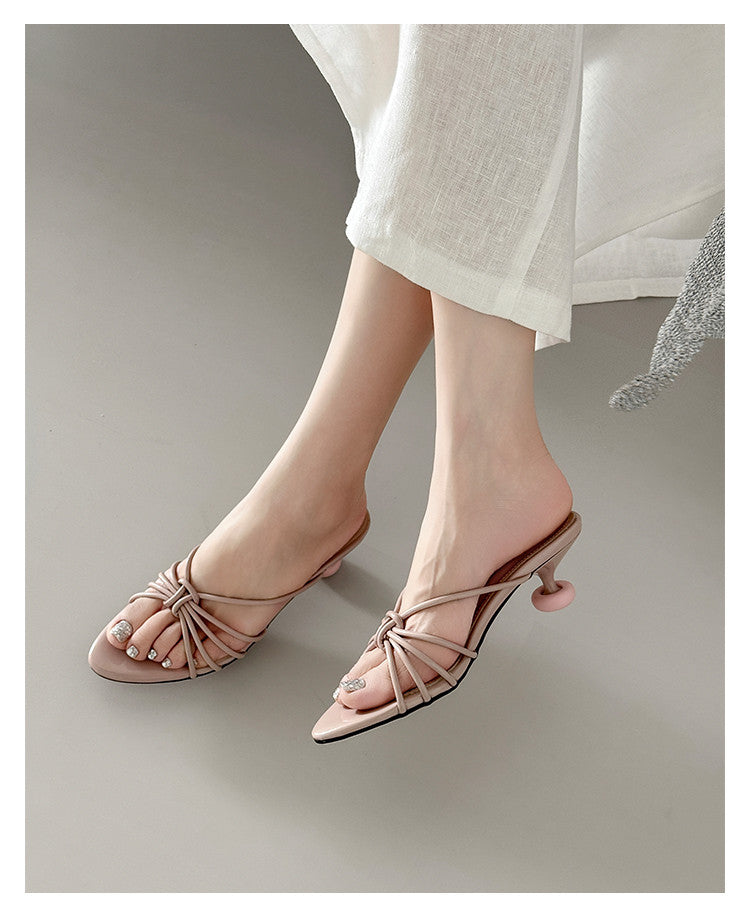 Karin Luna In Stock In Stock  In Stock Round Toe Cross Hollow Round Toe Stiletto Slippers