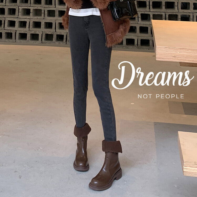 Karin Luna Classic Basic Style   Convertible Foldable Hidden Buckle Snow Fur Shoes Full cowhide Basic Flat Short Boots