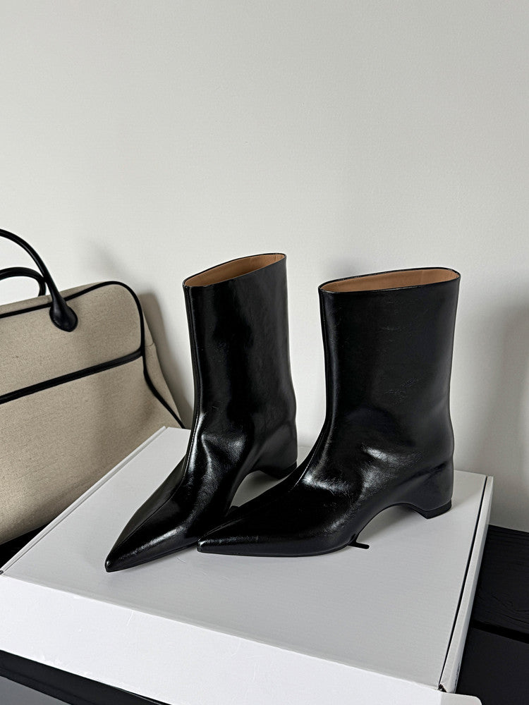 Karin Luna Elegant Pointed Toe Hidden Wedge Short Boots