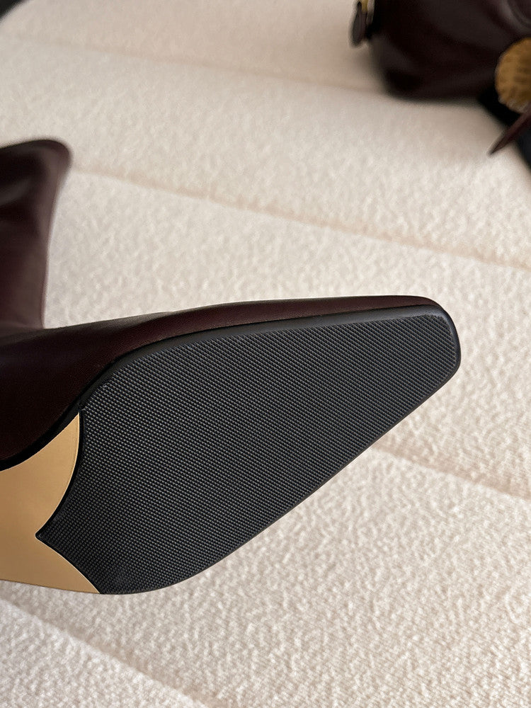 Karin Luna In Stock In Stock  Square Toe Chunky Heel Korean Style Elegant Long Boots