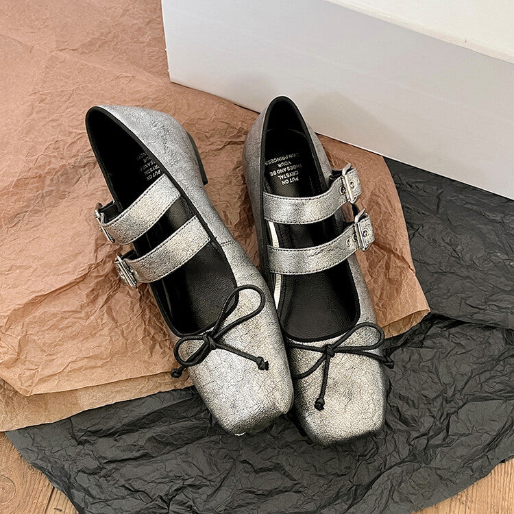Karin Luna Future Sense silver~Spot Goods Spot Goods Hot-selling Bowknot Retro Belt Buckle Ballet Mary Jane Shoes
