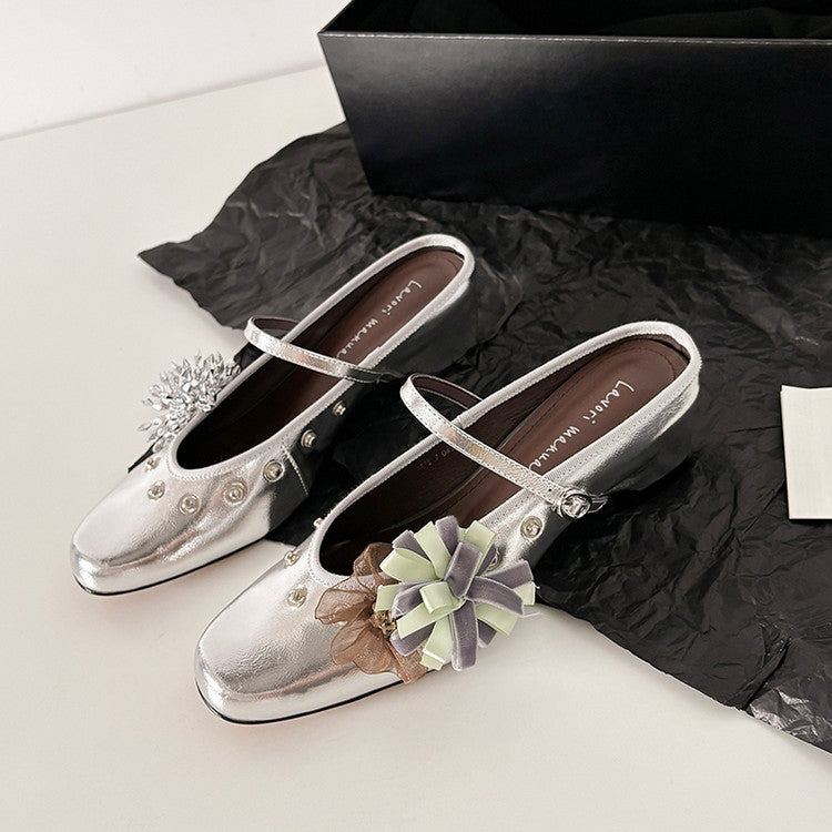 Karin Luna In Stock Spot Goods  Full-grain leather inside and out  Ultra Exquisite Round Toe Hidden Heel Closed-Toe Slippers