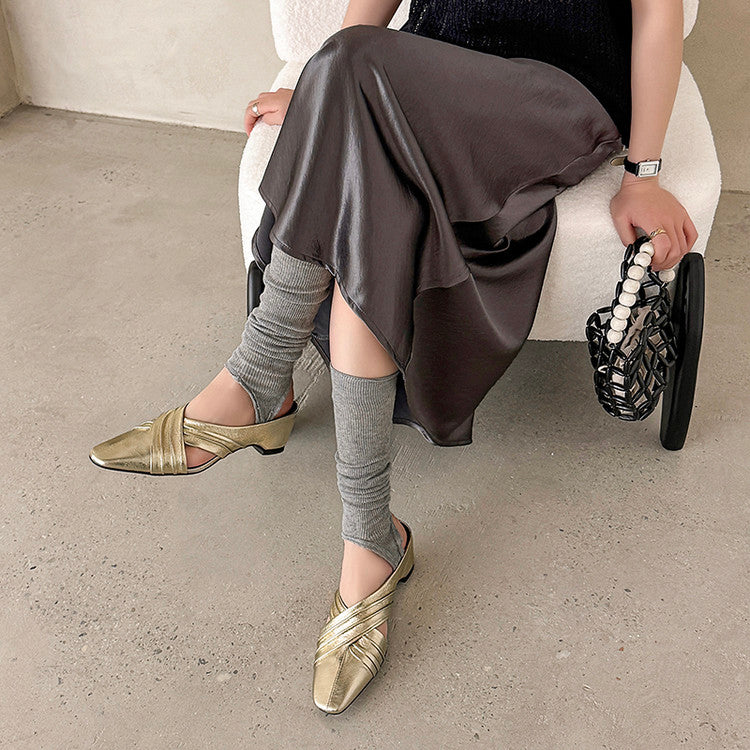 Karin Luna In Stock In Stock Basic Elegant Fairy Style Small Square Toe Sheepskin Slippers