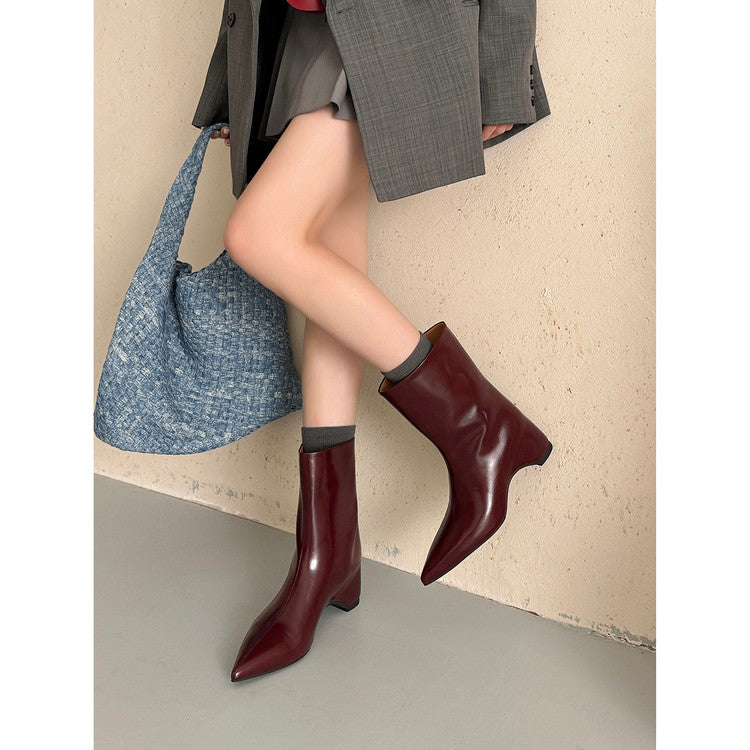Karin Luna Elegant Pointed Toe Hidden Wedge Short Boots
