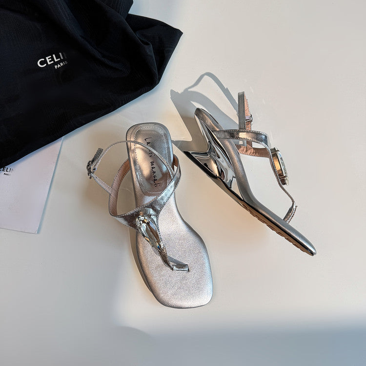 Karin Luna Bestseller Element Square Toe Irregular Heel Super Stable Toe Clip Sandals