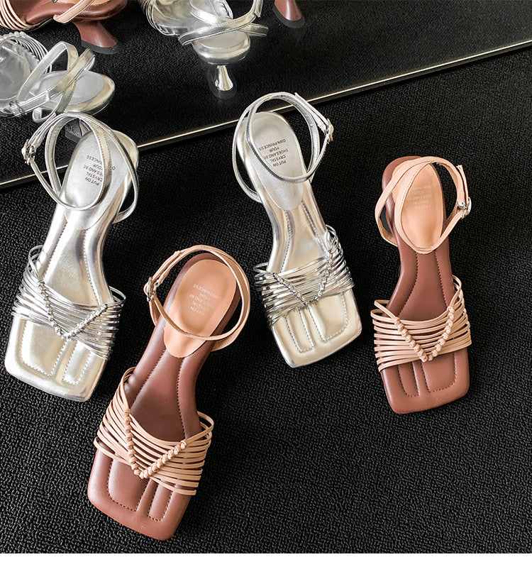 Karin Luna Data Hot Item  Comes with data plan included Hand-woven Square Toe Sofa Insoles Irregular Heel Sandals