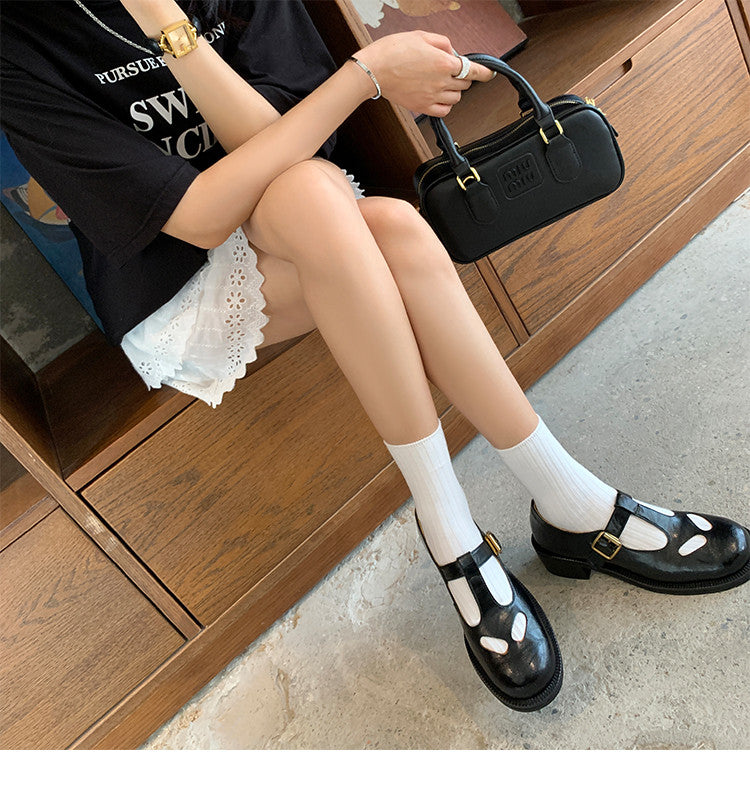 Karin Luna In Stock Spot Goods Minimalist Retro British Style Irregular Hollow Single Shoes