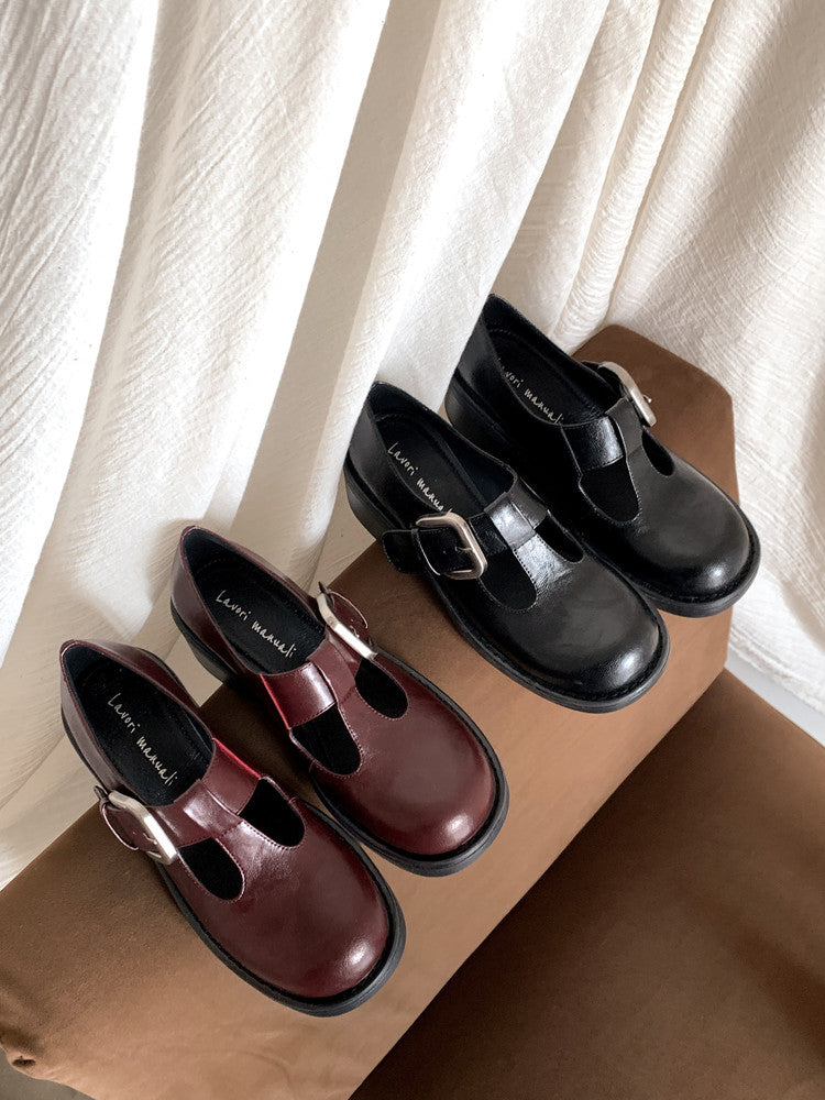 Karin Luna In Stock Spot Goods round Head t Round Toe British Style Single Shoes