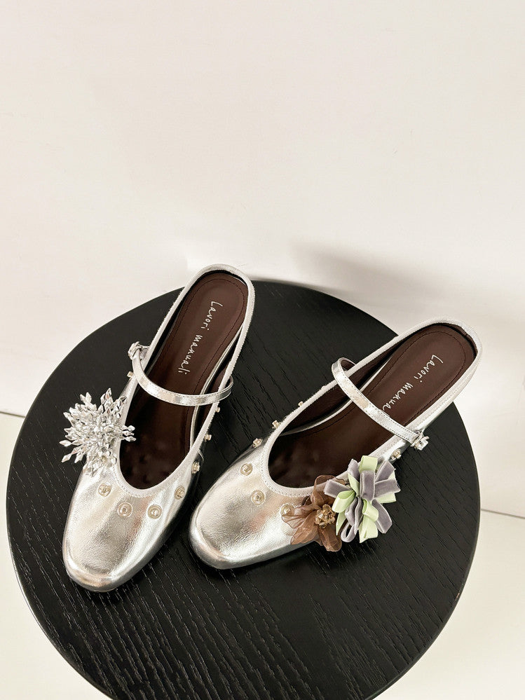 Karin Luna In Stock Spot Goods  Full-grain leather inside and out  Ultra Exquisite Round Toe Hidden Heel Closed-Toe Slippers