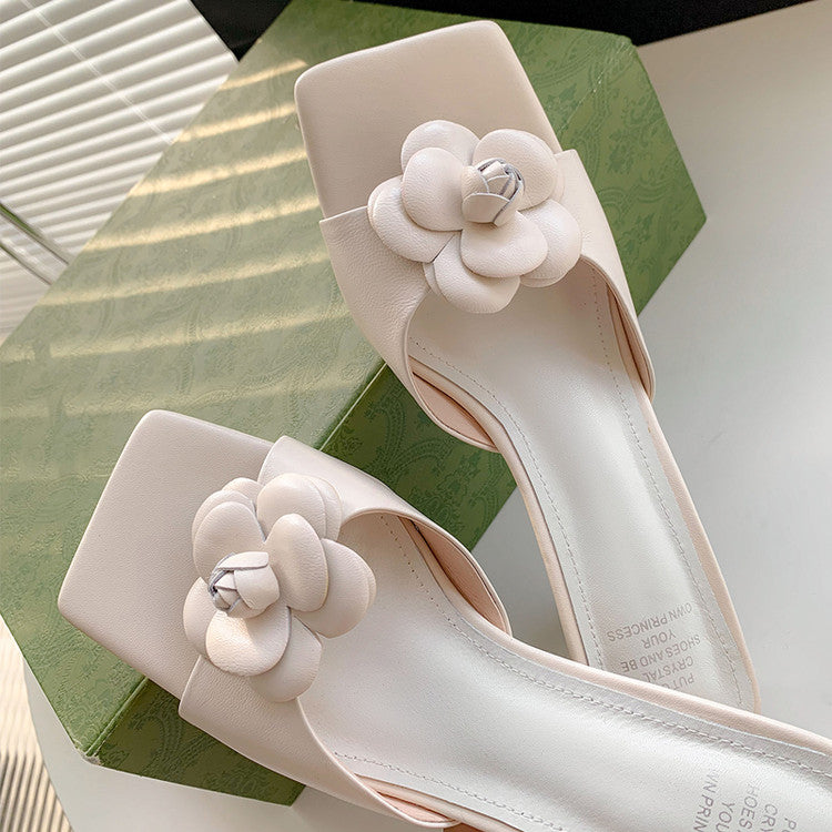 Karin Luna Flower of Wealth in the World~Says purple has a lot of charm Spot Goods Spot Goods  Three-Dimensional Camellia Elegant Sandals