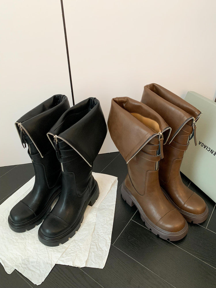 Karin Luna In Stock In-stock Foldable Niche Thick-soled Knight Boots