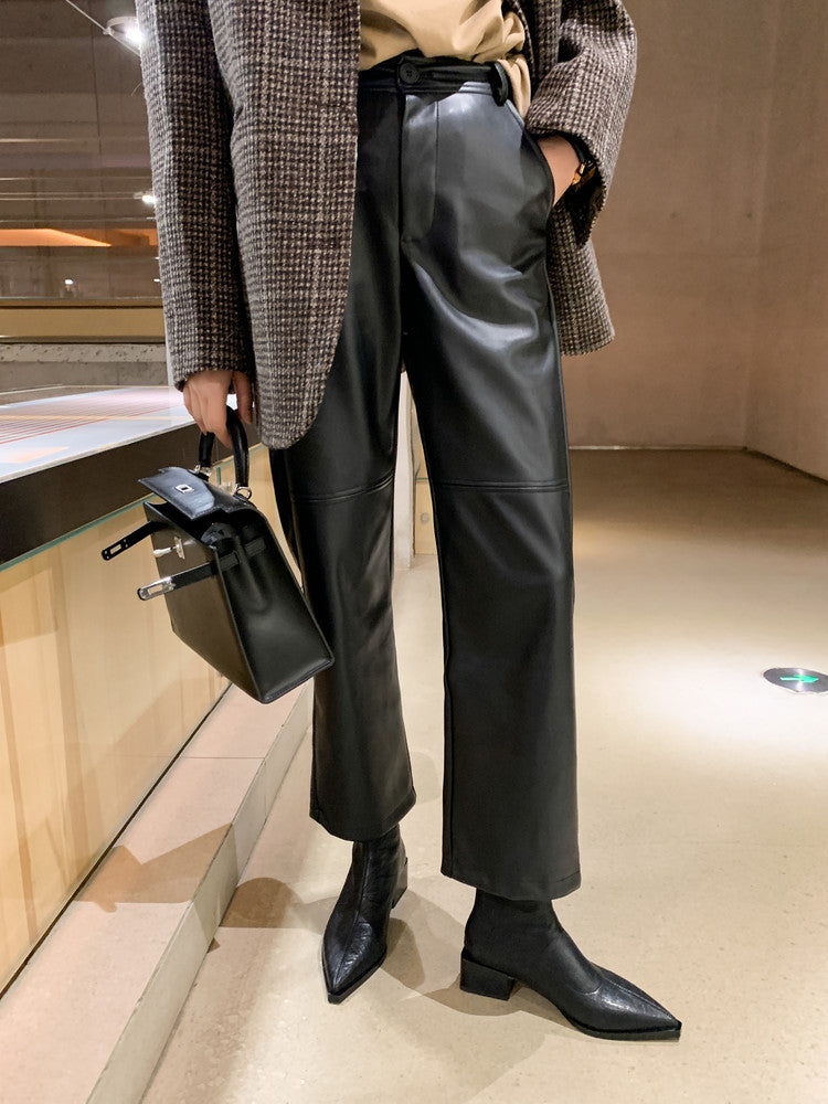 Karin Luna Elegant Style Pointed Toe Chunky Heel Short Boots
