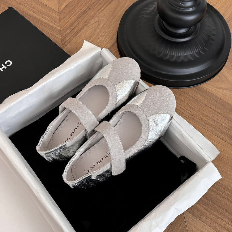 Karin Luna Casual Shoes Series~  In Stock In Stock Magic Tape Round Toe Internal Height Increase Single Strap Flats
