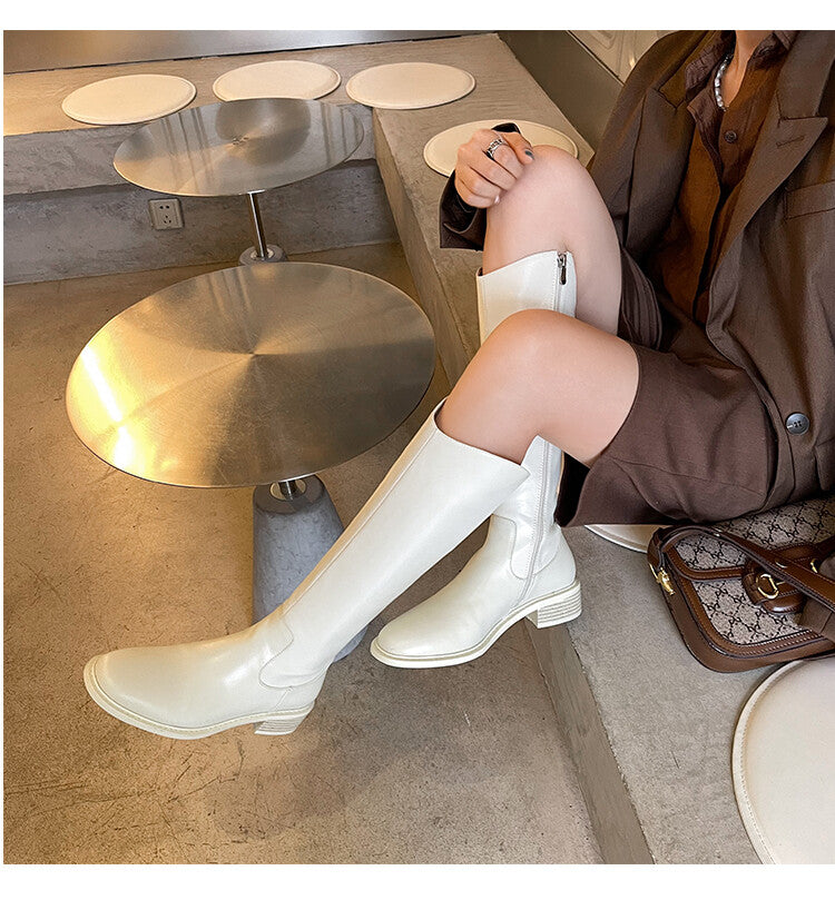 Karin Luna In Stock  Cowhide Niche Versatile Style Knight Boots