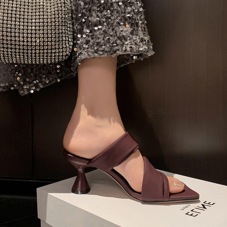 Karin Luna Best-selling in stock Minimalist Style  All-Matching Irregular Ultra-Soft Strap Square Toe High Heels