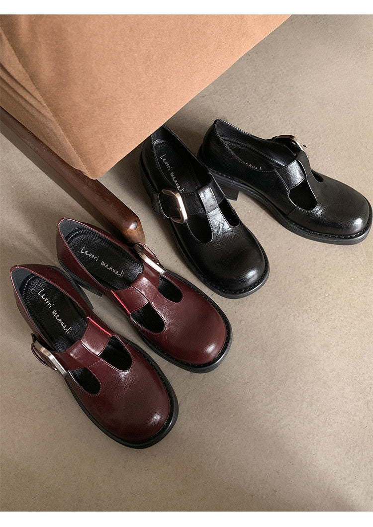 Karin Luna In Stock Spot Goods round Head t Round Toe British Style Single Shoes