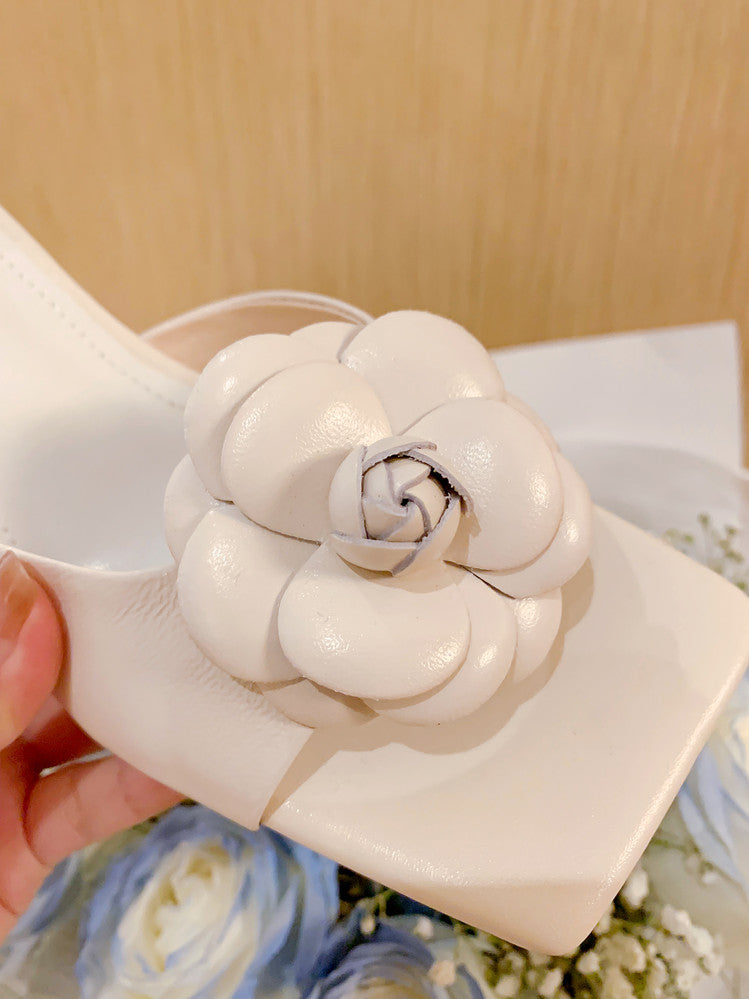 Karin Luna Flower of Wealth in the World~Says purple has a lot of charm Spot Goods Spot Goods  Three-Dimensional Camellia Elegant Sandals